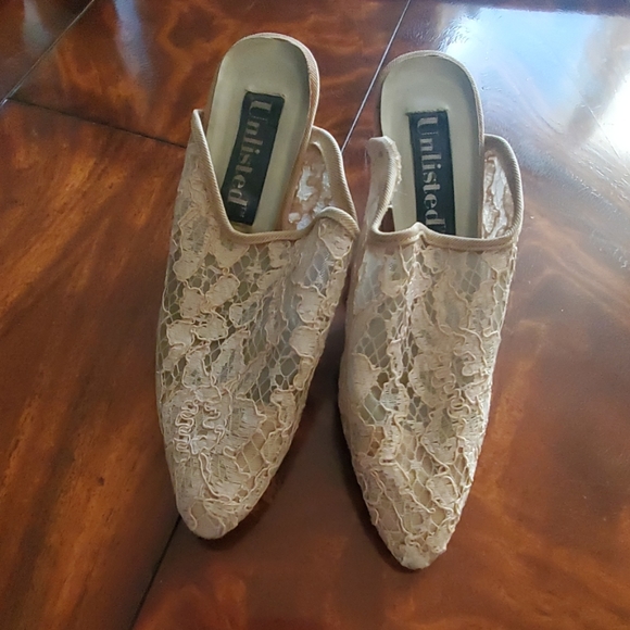 Pair of Lace High Heeled Mules - Picture 1 of 5